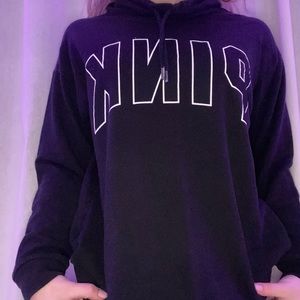 pink cowl neck sweatshirt